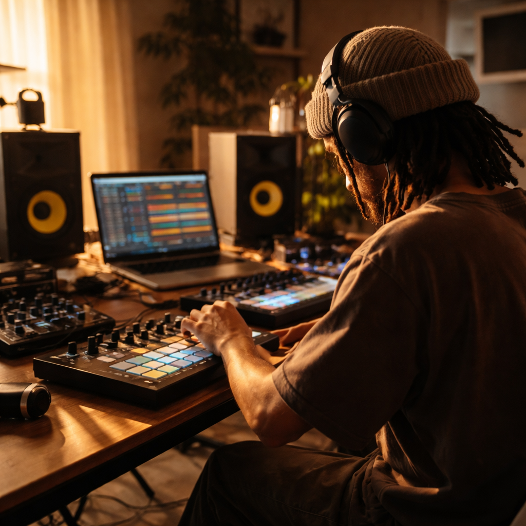 The Complete Guide to Curated Playlists on Apple Music in 2026 independent artist in studio producing music