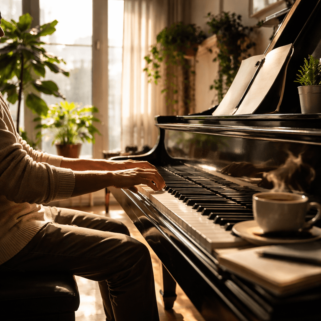 peaceful piano music setting for concentration