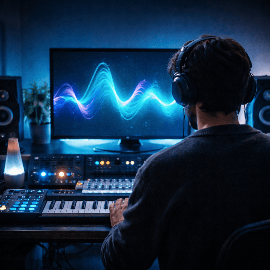 abstract representation of ambient music sound waves