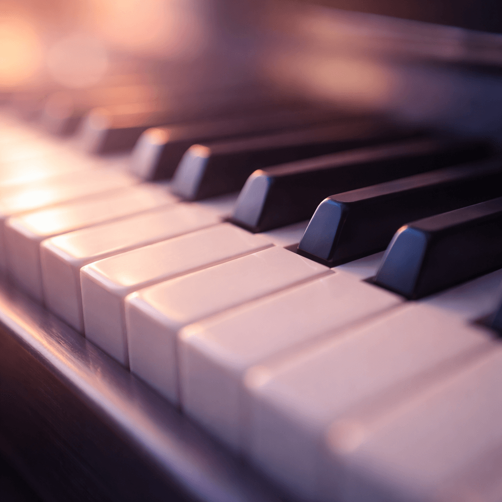 close-up of piano keys with soft lighting creating an atmospheric vibe